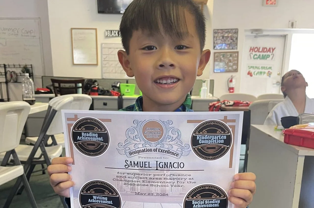 Kids learning discipline through martial arts